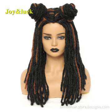 New Crochet Braids Wig Long Straight Dreadlock Black Mix Brown Hair Wigs For Women Or Men Synthetic Braiding Hair Style